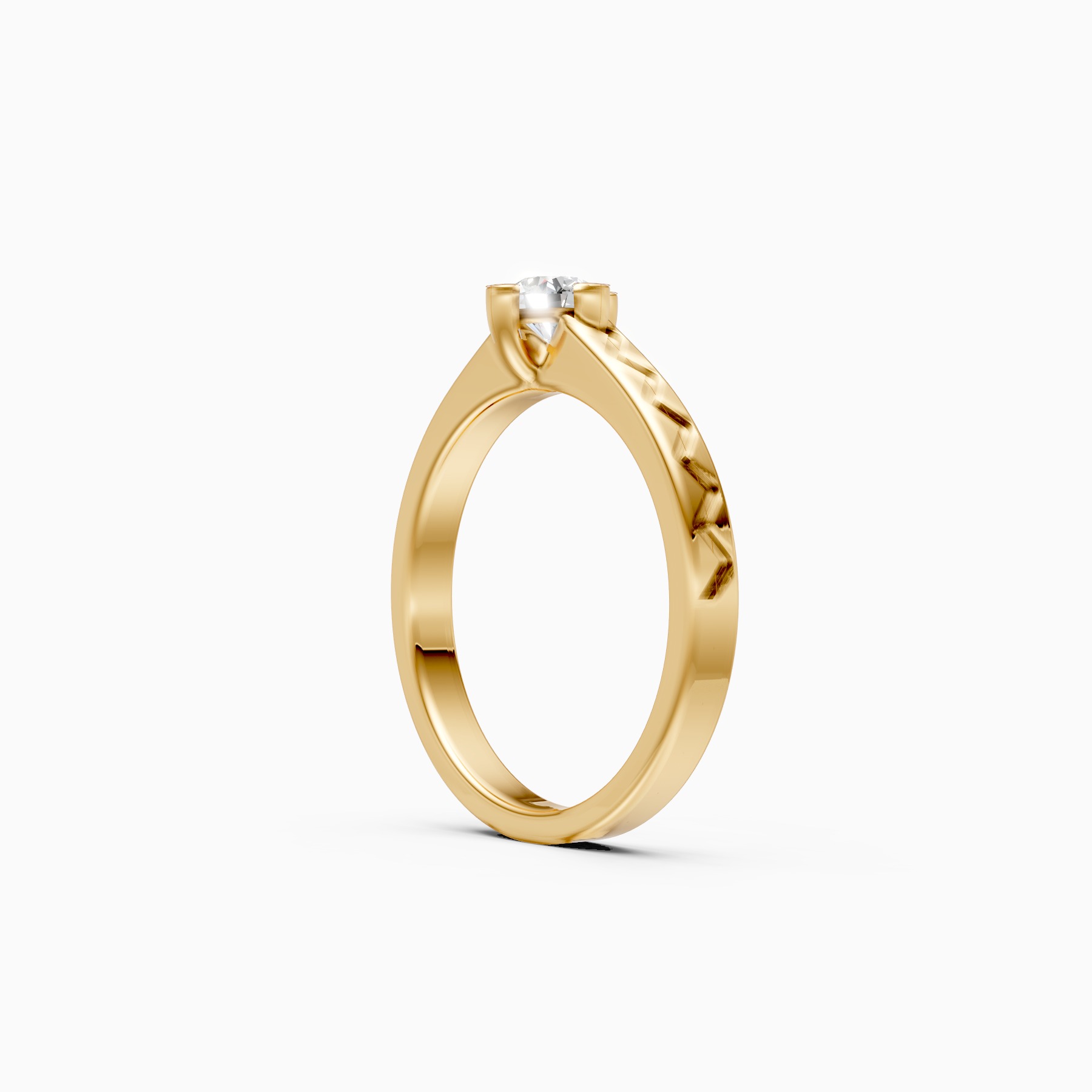 Geometric Band Solitaire Lab Grown Diamond Ring