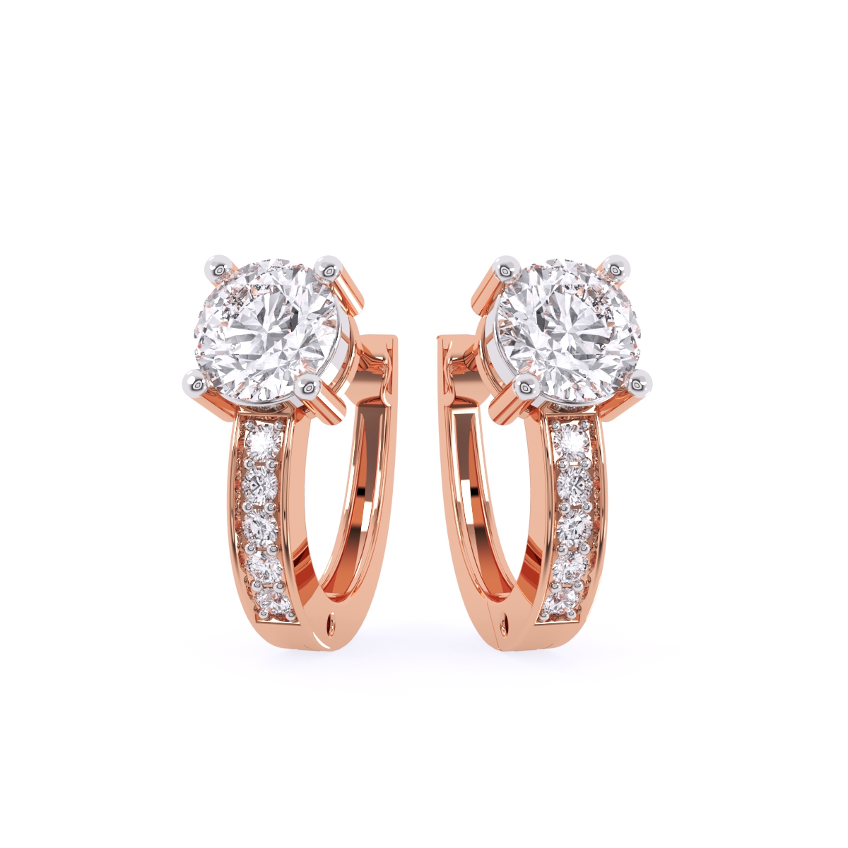 Elegant Round Diamond Hoop Earrings