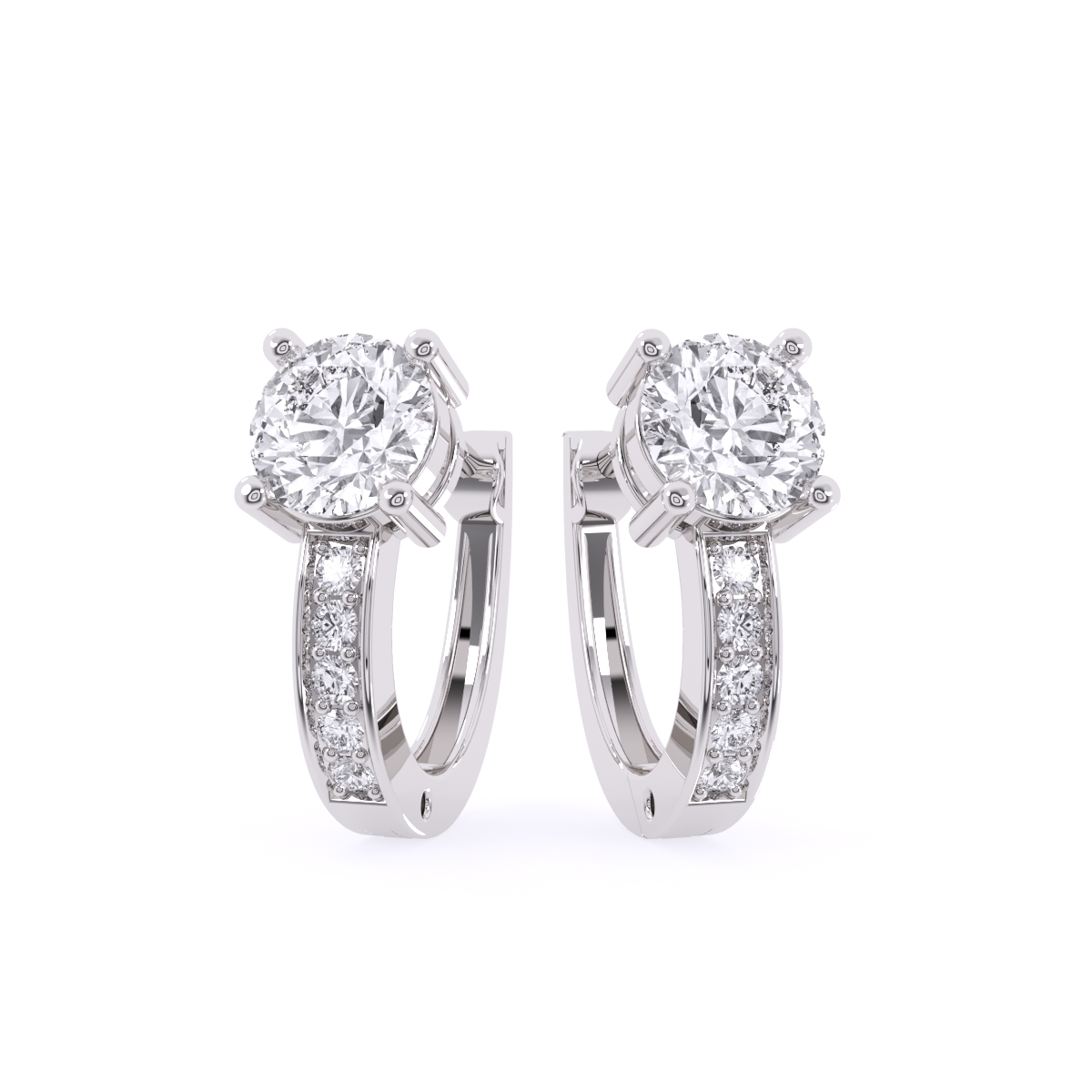 Elegant Round Diamond Hoop Earrings