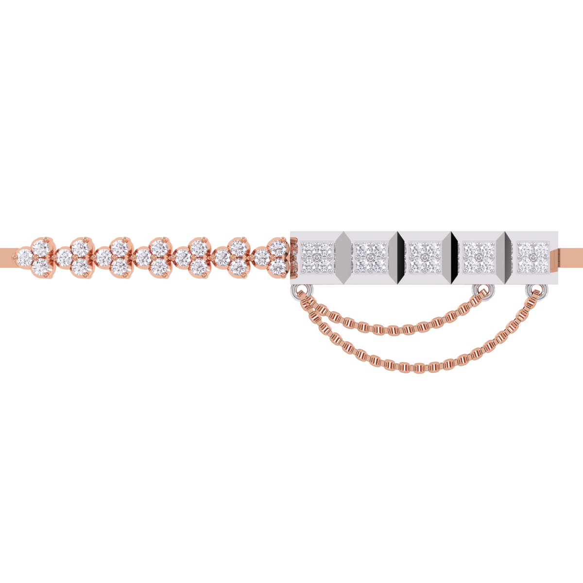 Designer Round Diamond Rose Gold Tennis Bracelet
