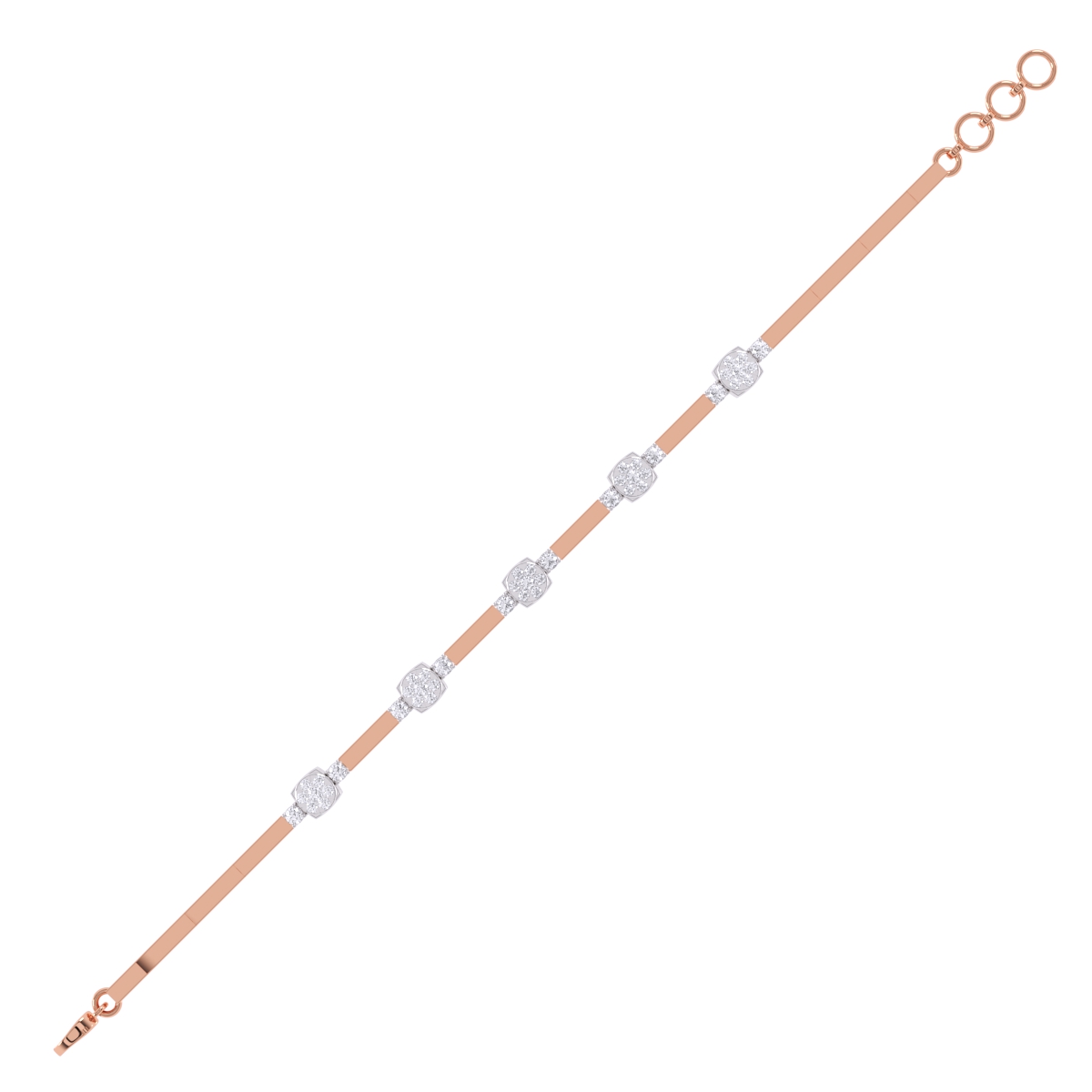 Delicate Round Distance Diamond Rose Gold Bracelet