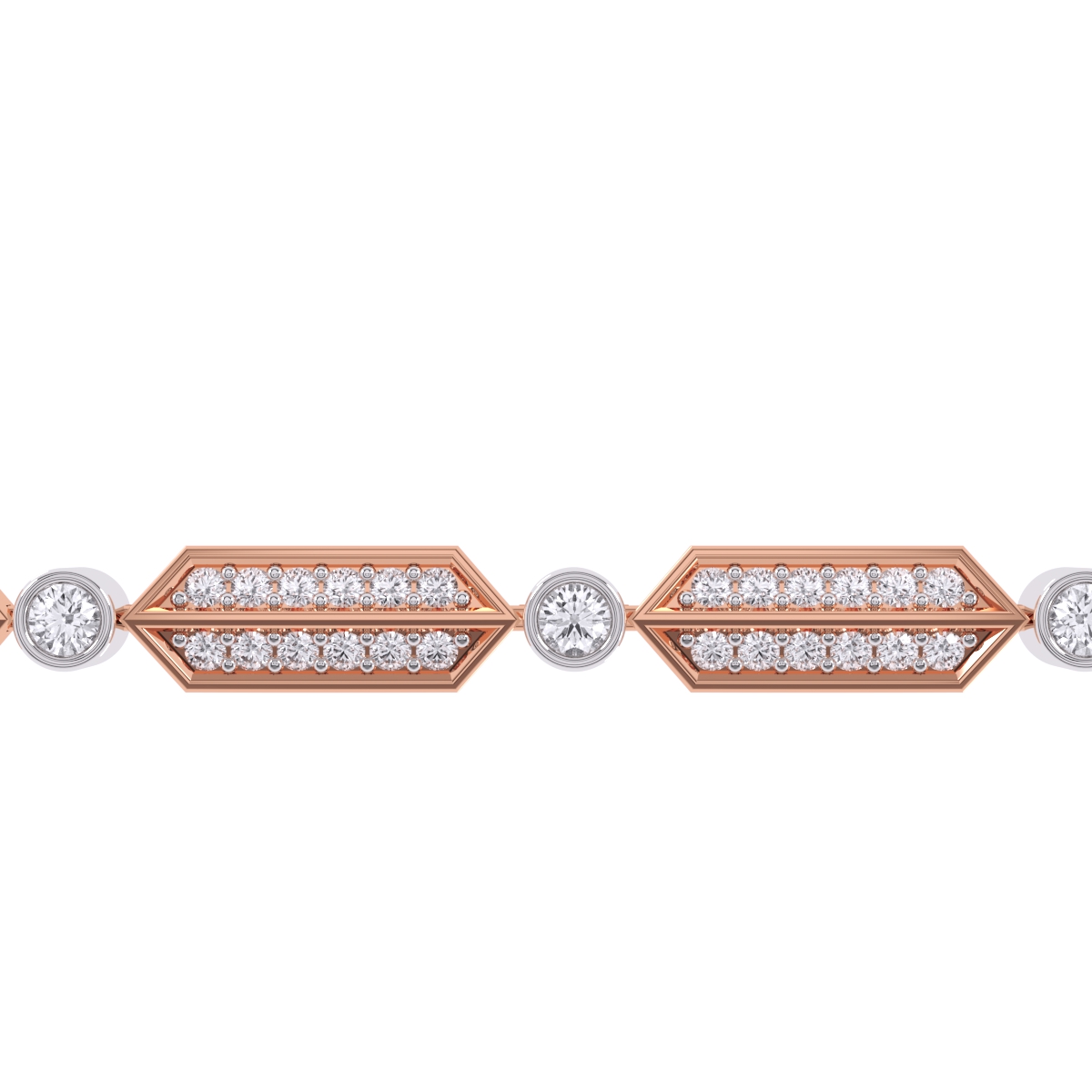 Fancy Hexagon Shaped Diamond Two Tone Bracelet