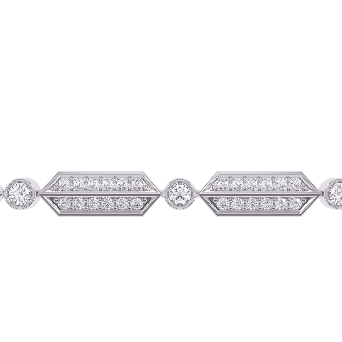 Fancy Hexagon Shaped Diamond Two Tone Bracelet