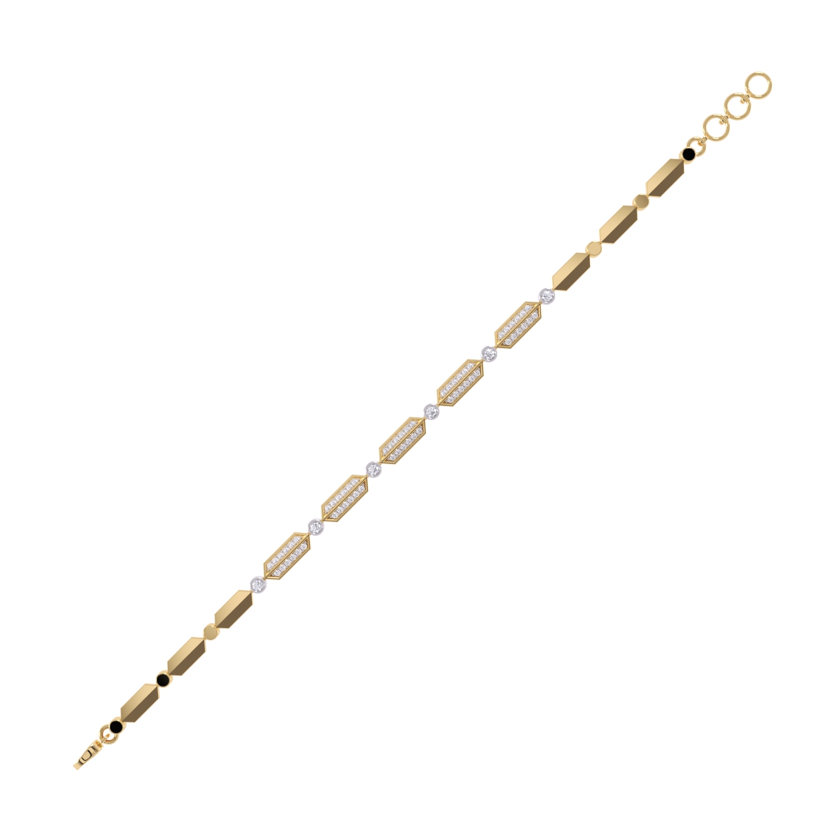 Fancy Hexagon Shaped Diamond Two Tone Bracelet