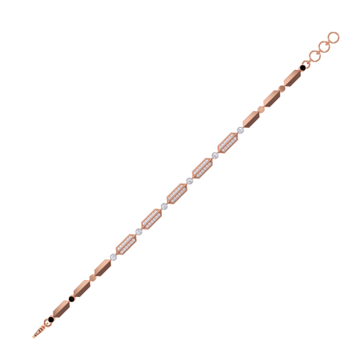 Fancy Hexagon Shaped Diamond Two Tone Bracelet