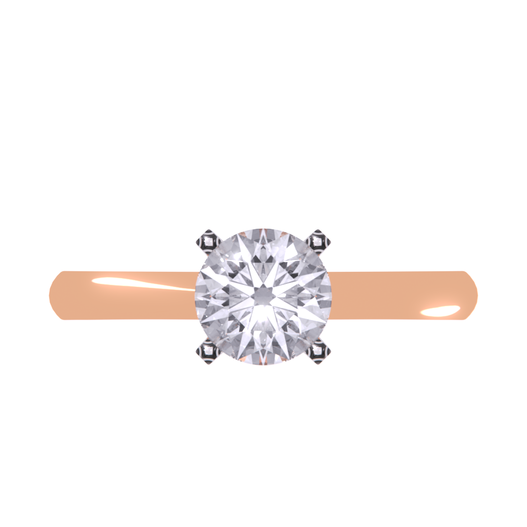 Classy Round Diamond Simple Gold Ring