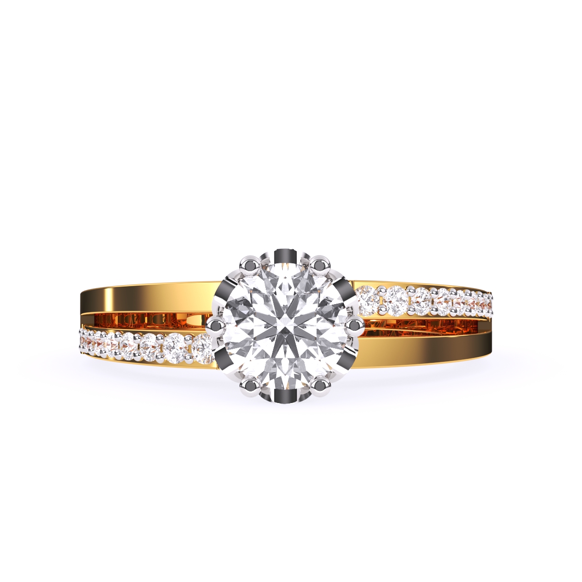 Solitaire With Accents Diamond Gold Ring
