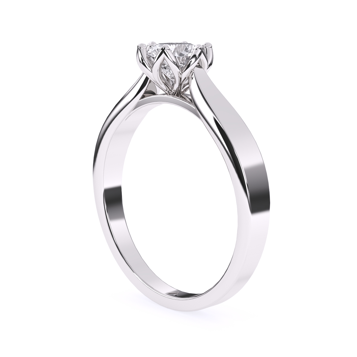 Simple Cathedral Setting Round Diamond Ring