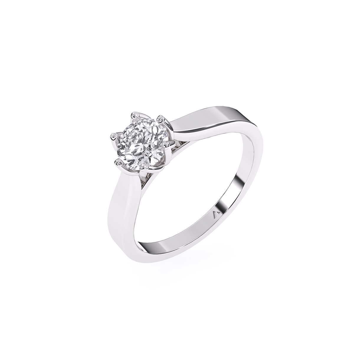 Simple Cathedral Setting Round Diamond Ring