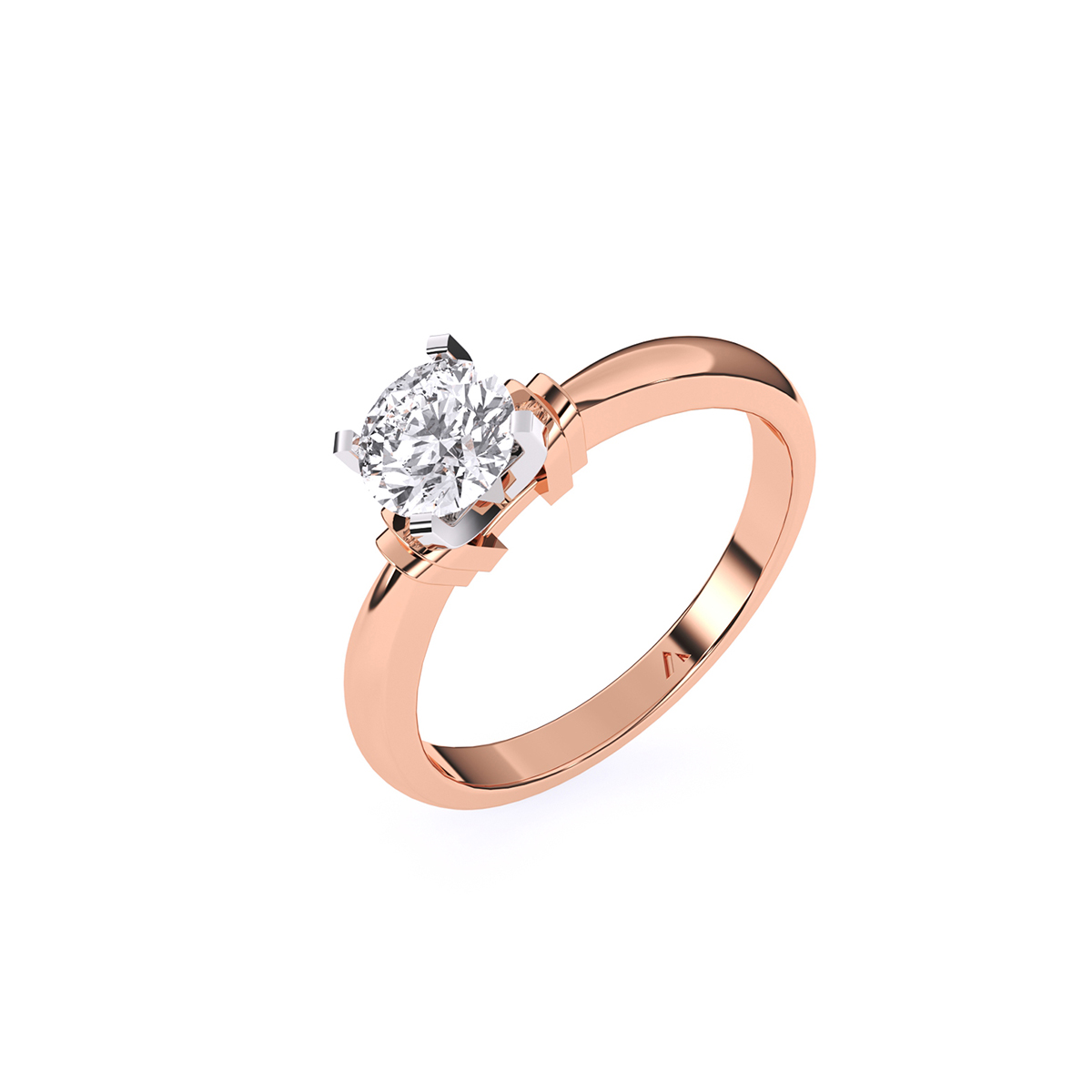 Solitaire Round Diamond Two Tone Ring