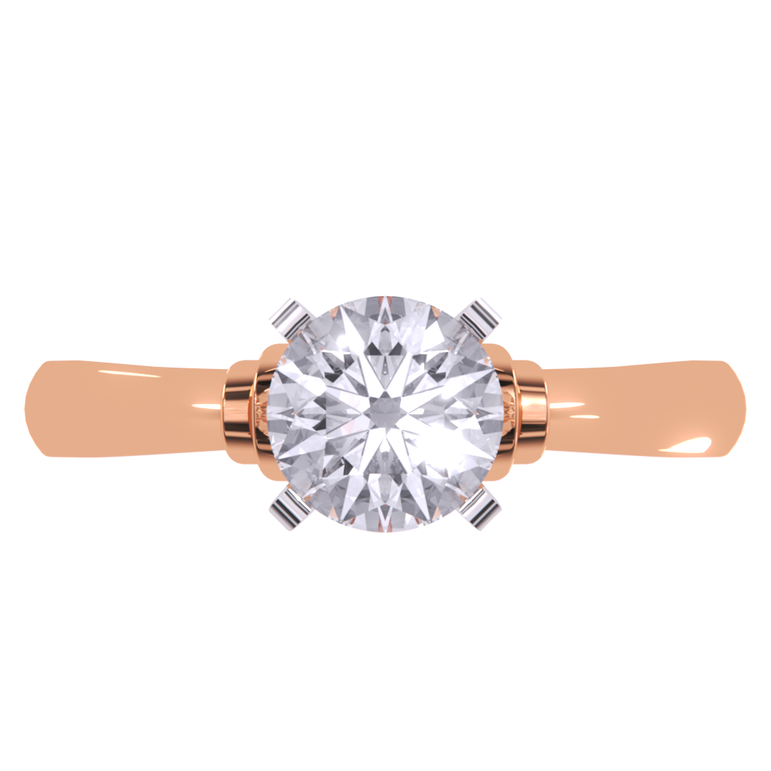 Solitaire Round Diamond Two Tone Ring
