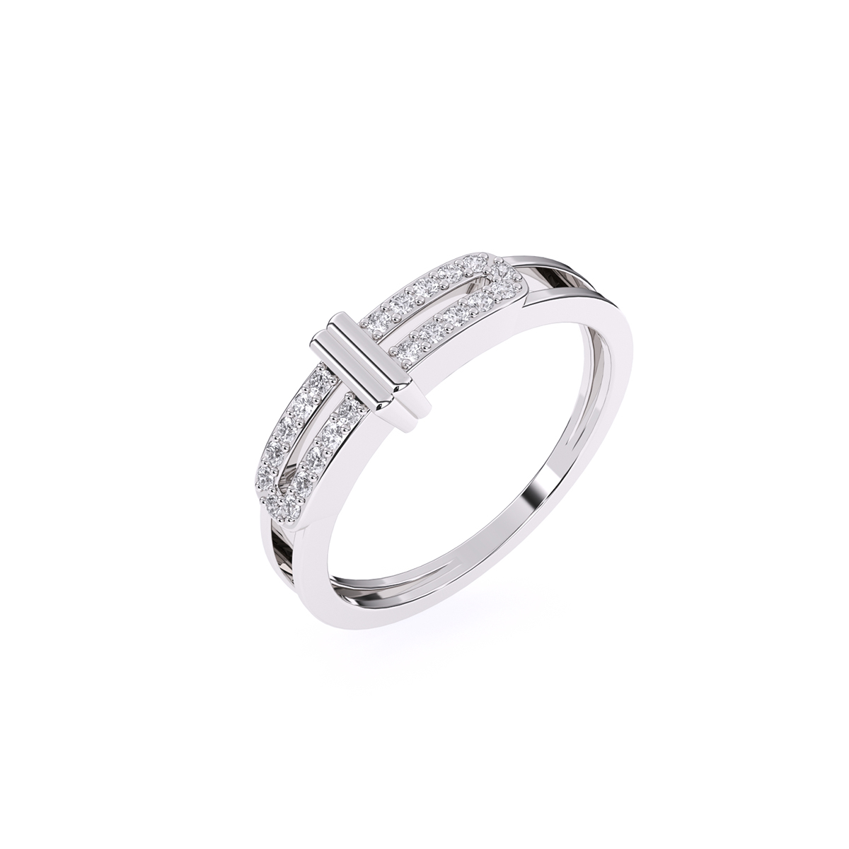 Unique Two Row Round Diamond Ring