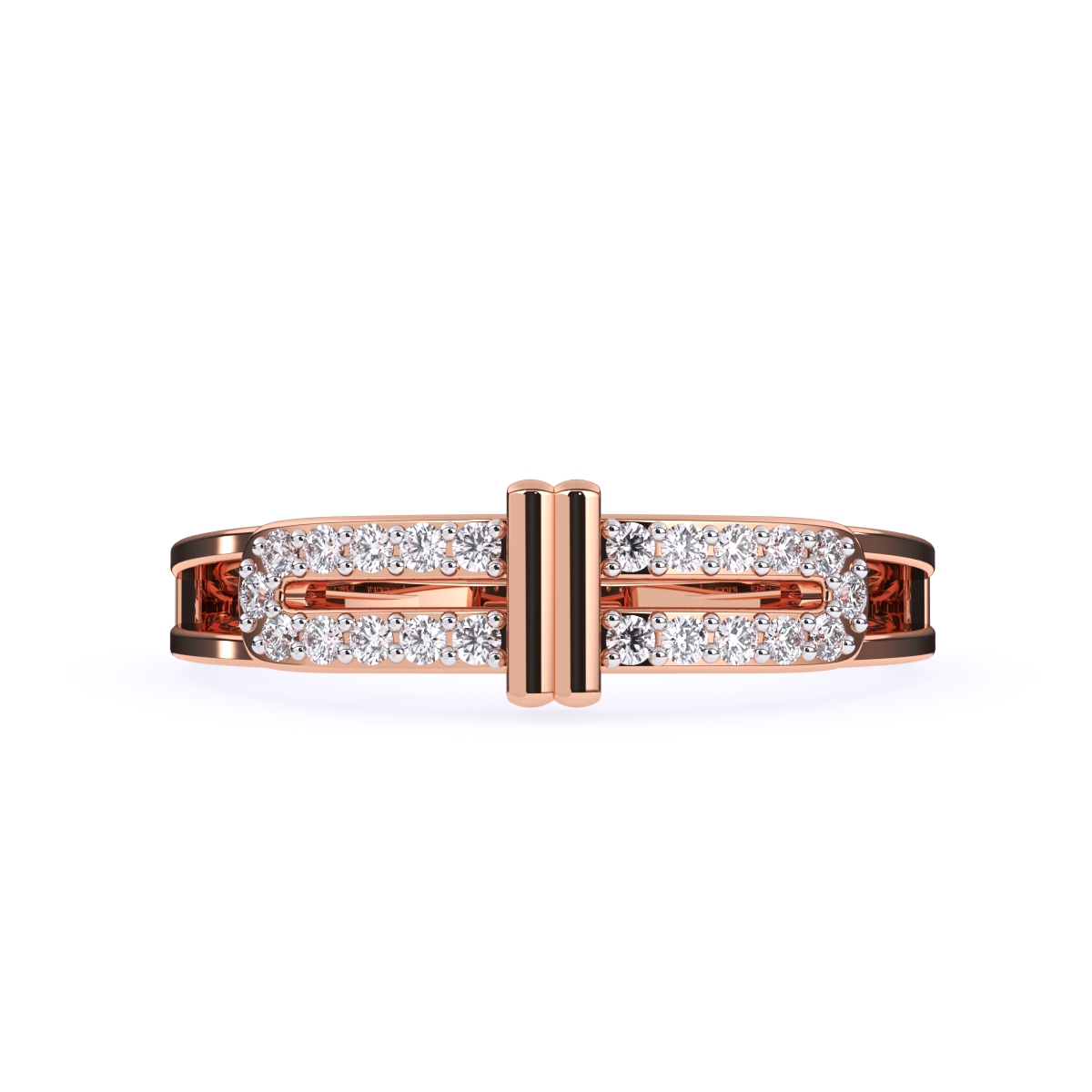 Unique Two Row Round Diamond Ring