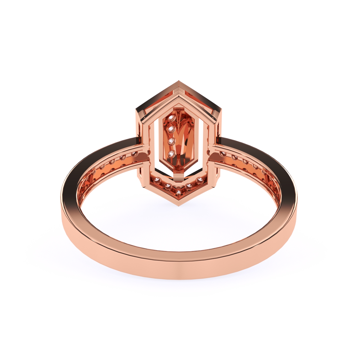 Fancy Hexagon Shaped Halo Round Diamond Ring
