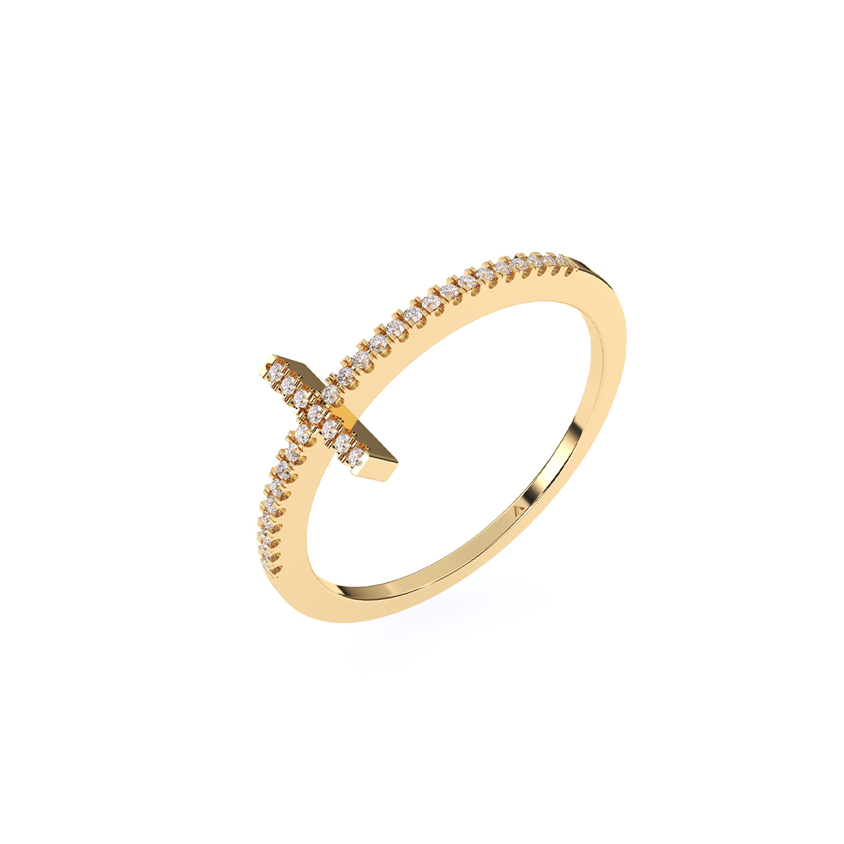 Antique Cross Round Lab Grown Diamond Ring
