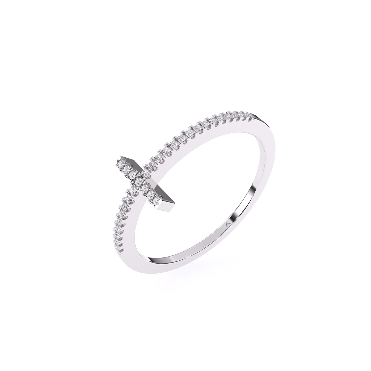 Antique Cross Round Lab Grown Diamond Ring