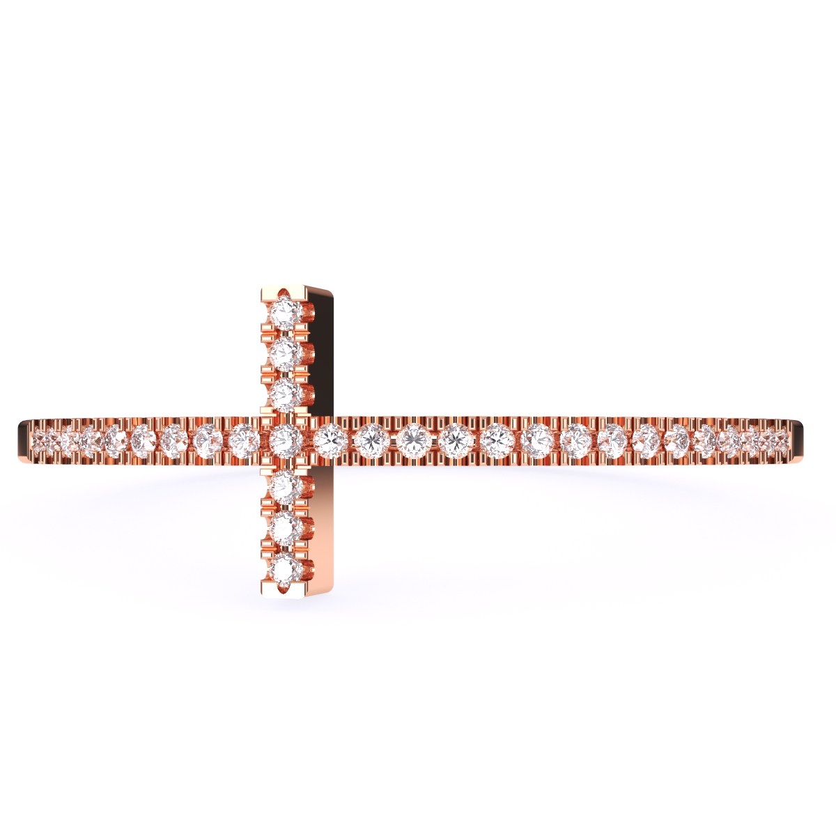 Antique Cross Round Lab Grown Diamond Ring