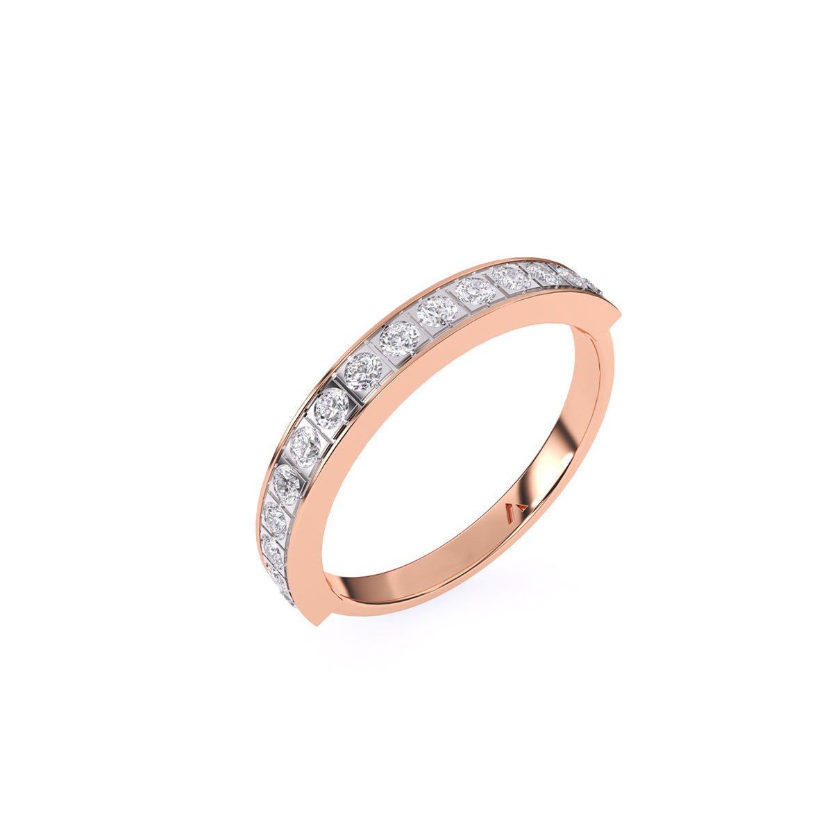 Delicate Two Tone Round Diamond Band For Her