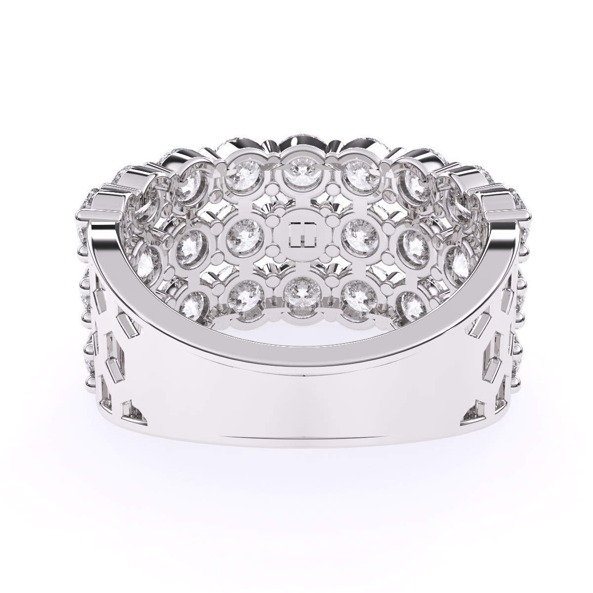 Elegant Three Row Cluster Diamond Ring