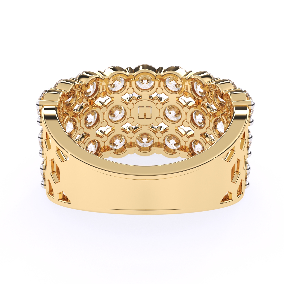 Elegant Three Row Cluster Diamond Ring
