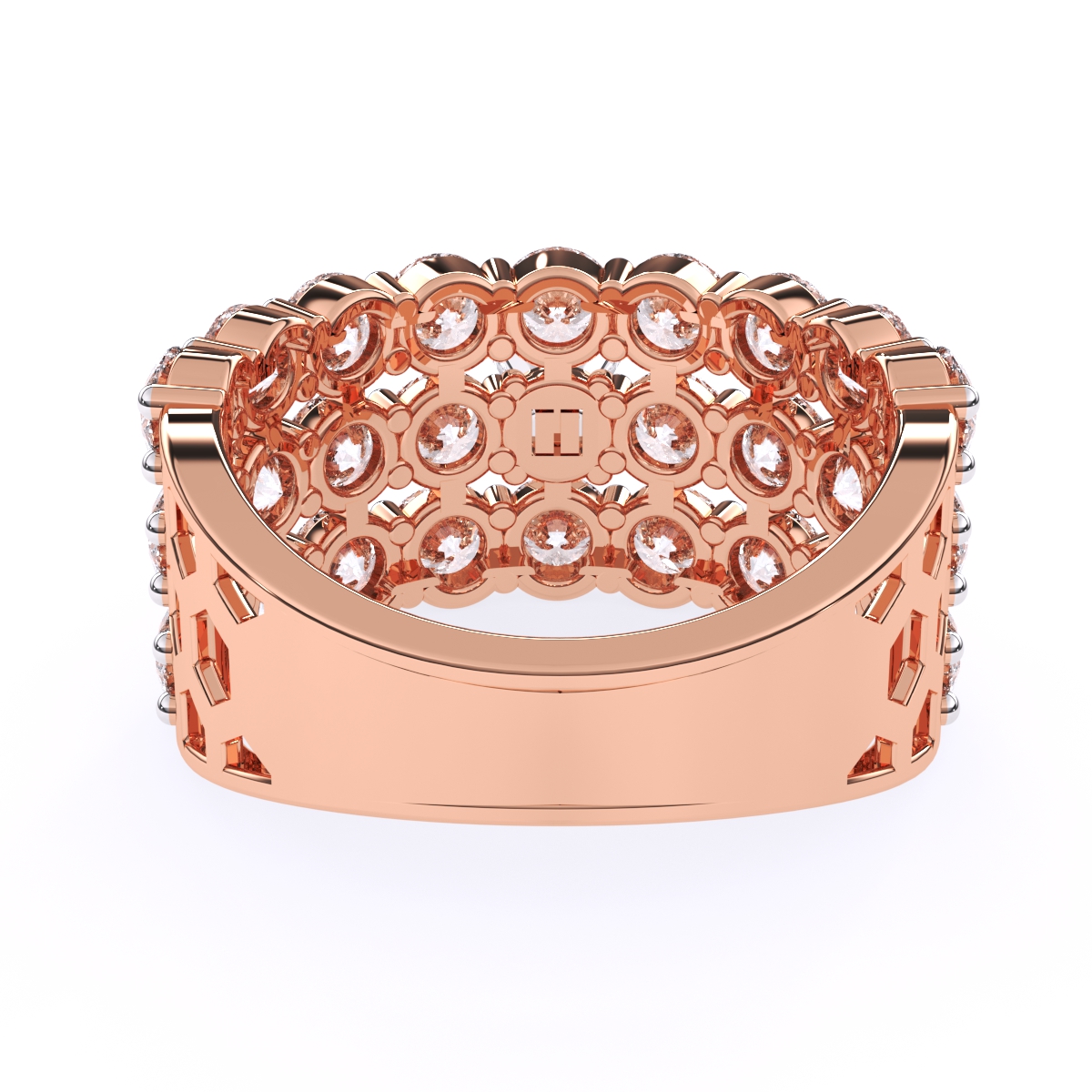 Elegant Three Row Cluster Diamond Ring