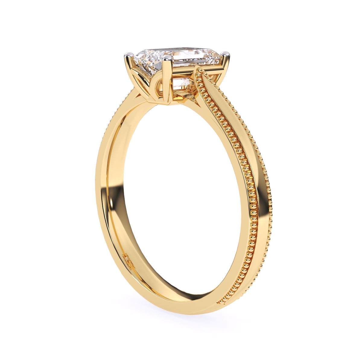 Vintage Milgrain Emerald Cut Solitaire Ring