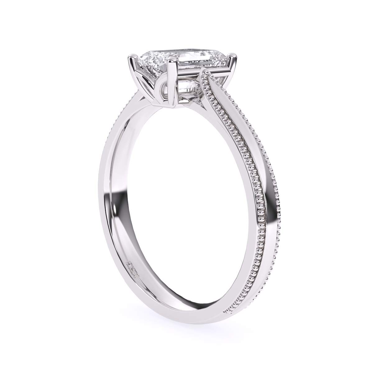 Vintage Milgrain Emerald Cut Solitaire Ring
