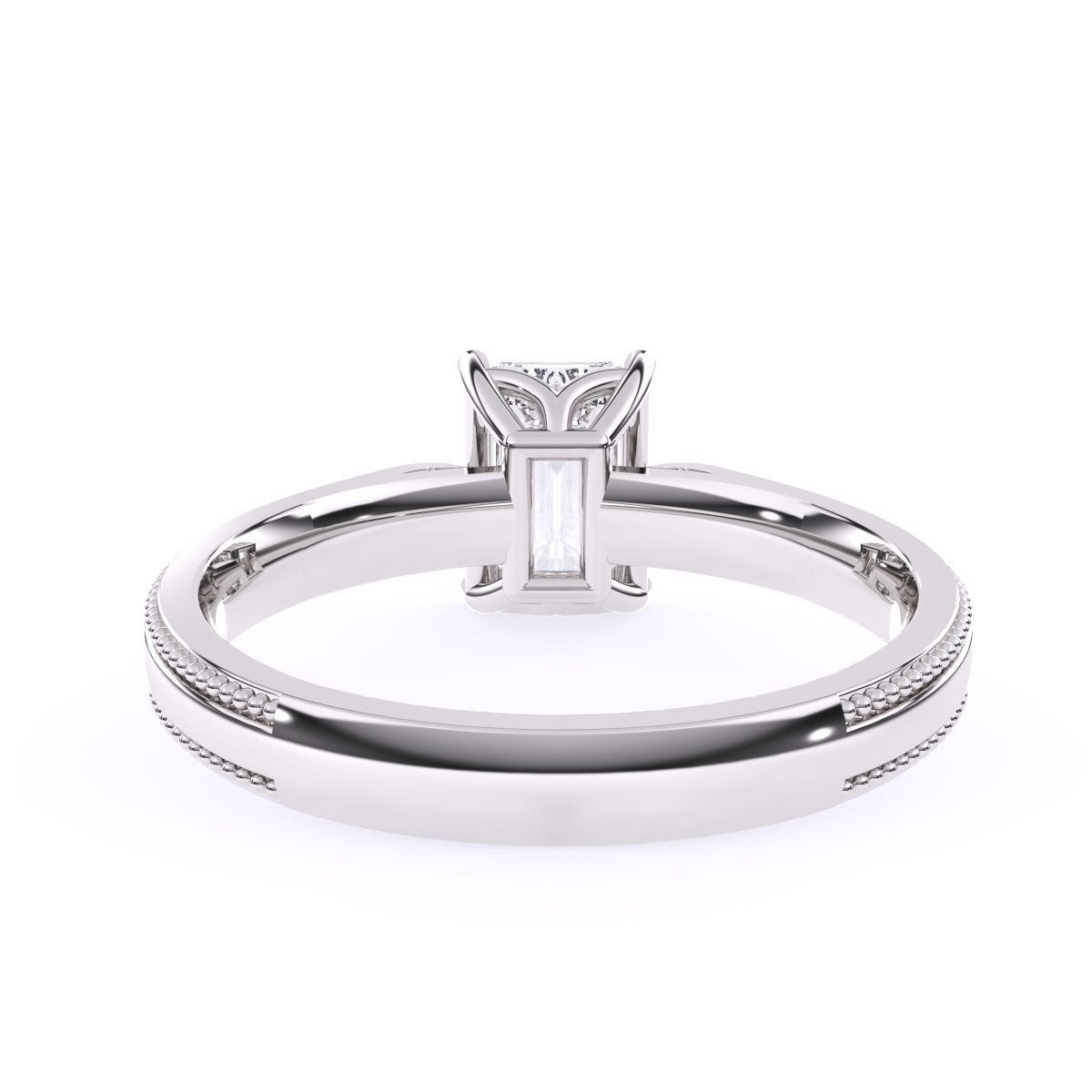 Vintage Milgrain Emerald Cut Solitaire Ring