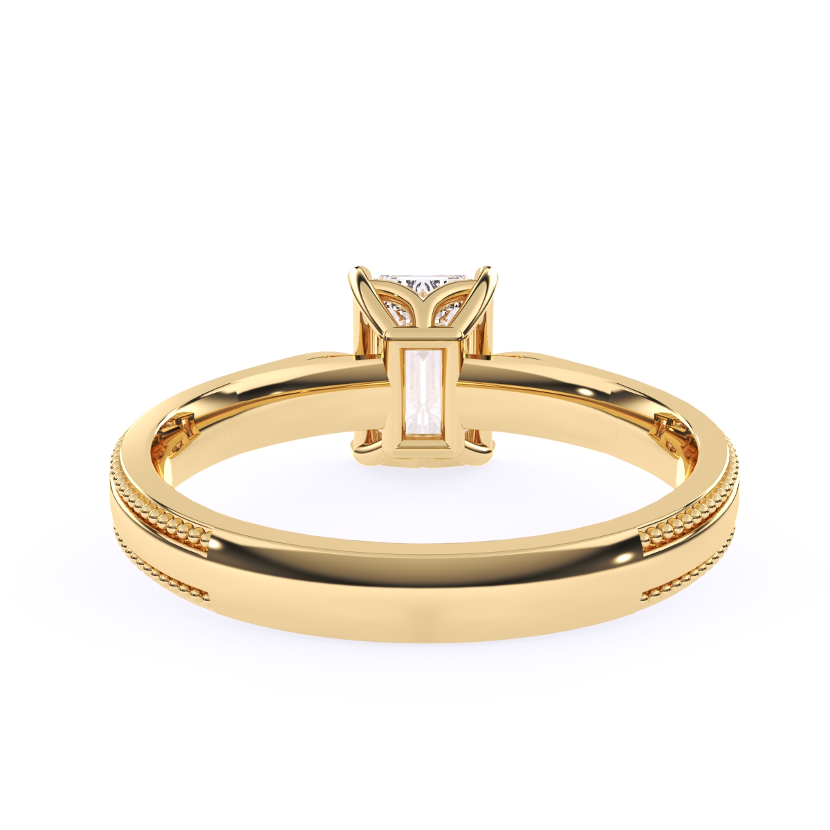 Vintage Milgrain Emerald Cut Solitaire Ring
