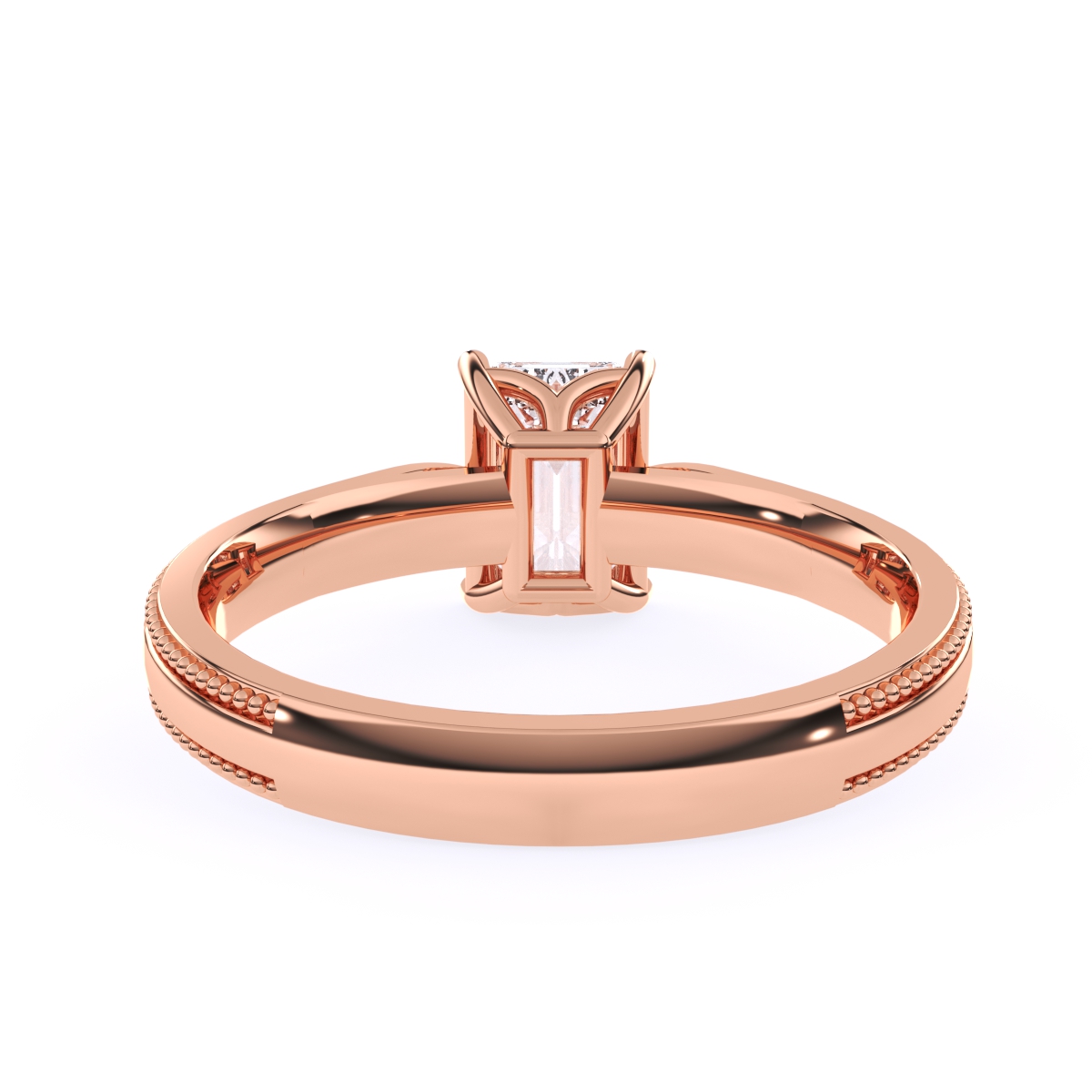 Vintage Milgrain Emerald Cut Solitaire Ring