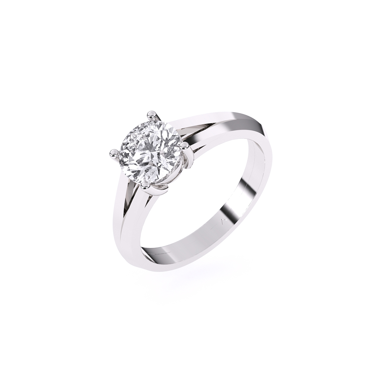 Lavish Split Shank Round Solitaire Ring