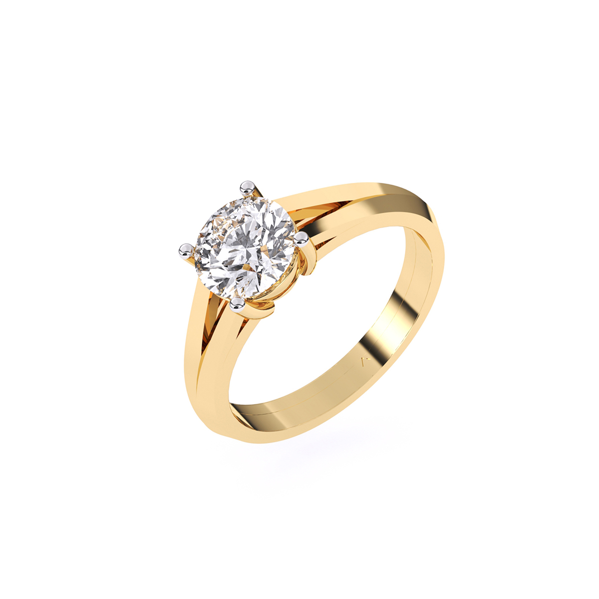 Lavish Split Shank Round Solitaire Ring