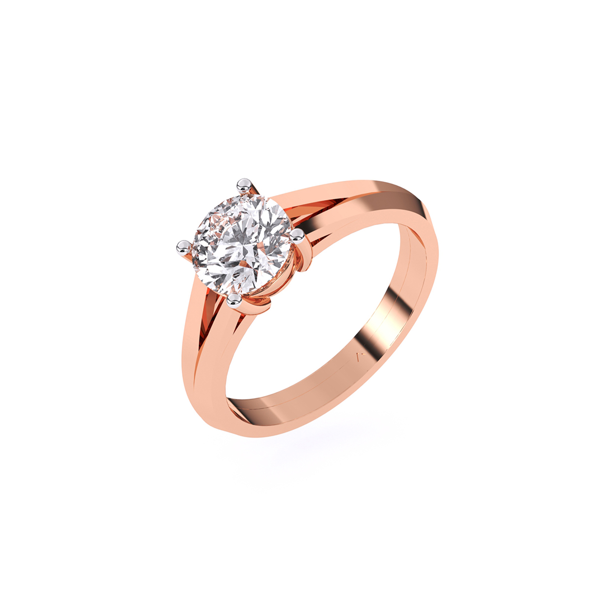 Lavish Split Shank Round Solitaire Ring