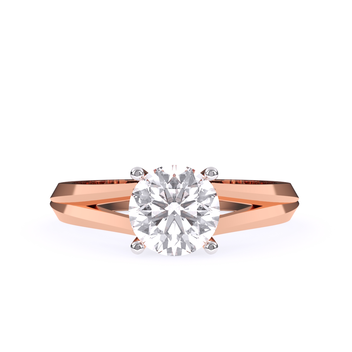 Lavish Split Shank Round Solitaire Ring
