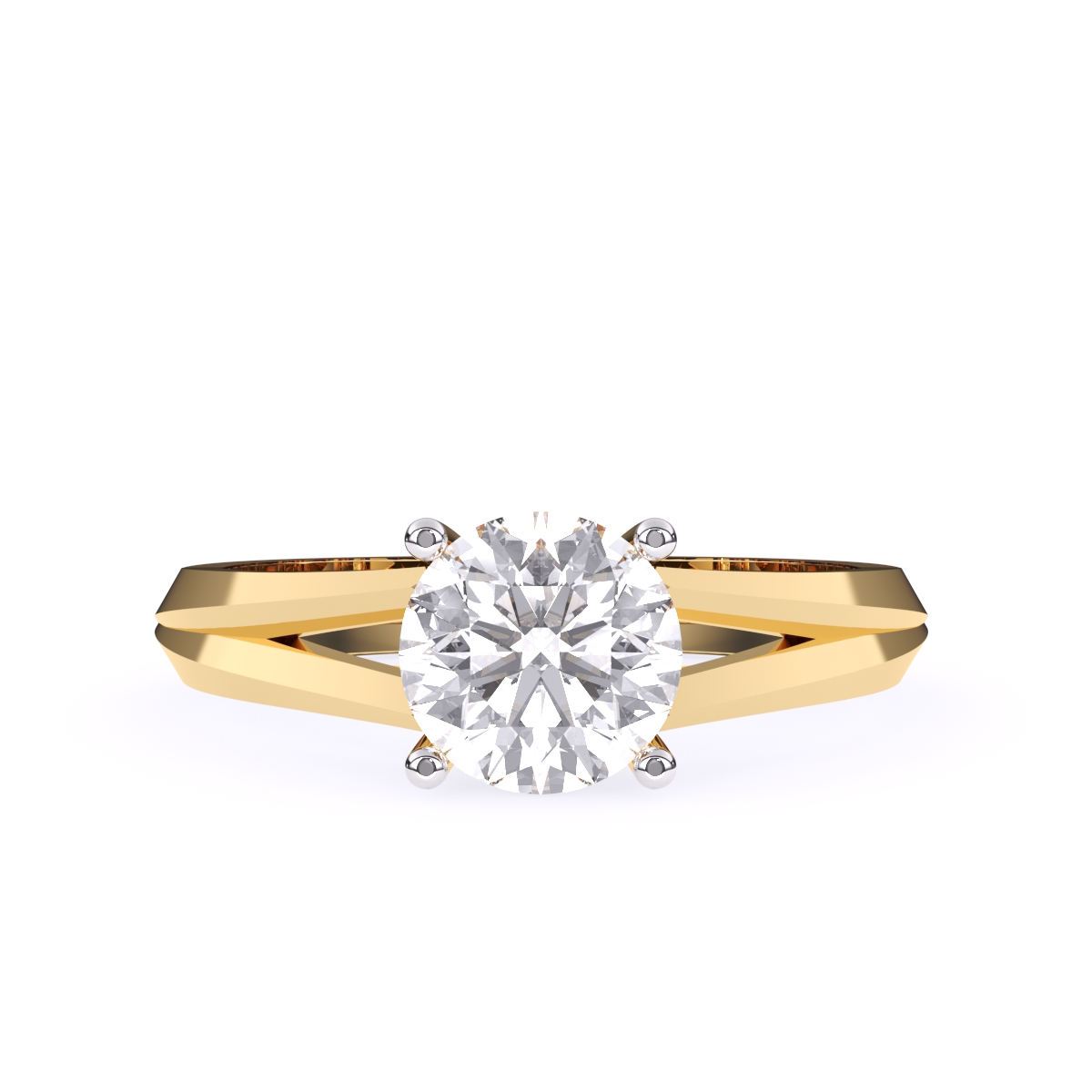 Lavish Split Shank Round Solitaire Ring