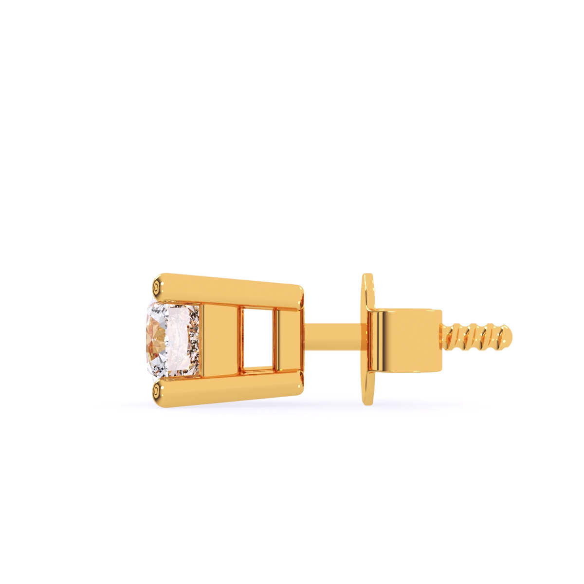 Trendy Four Prong Round Diamond Stud Earrings