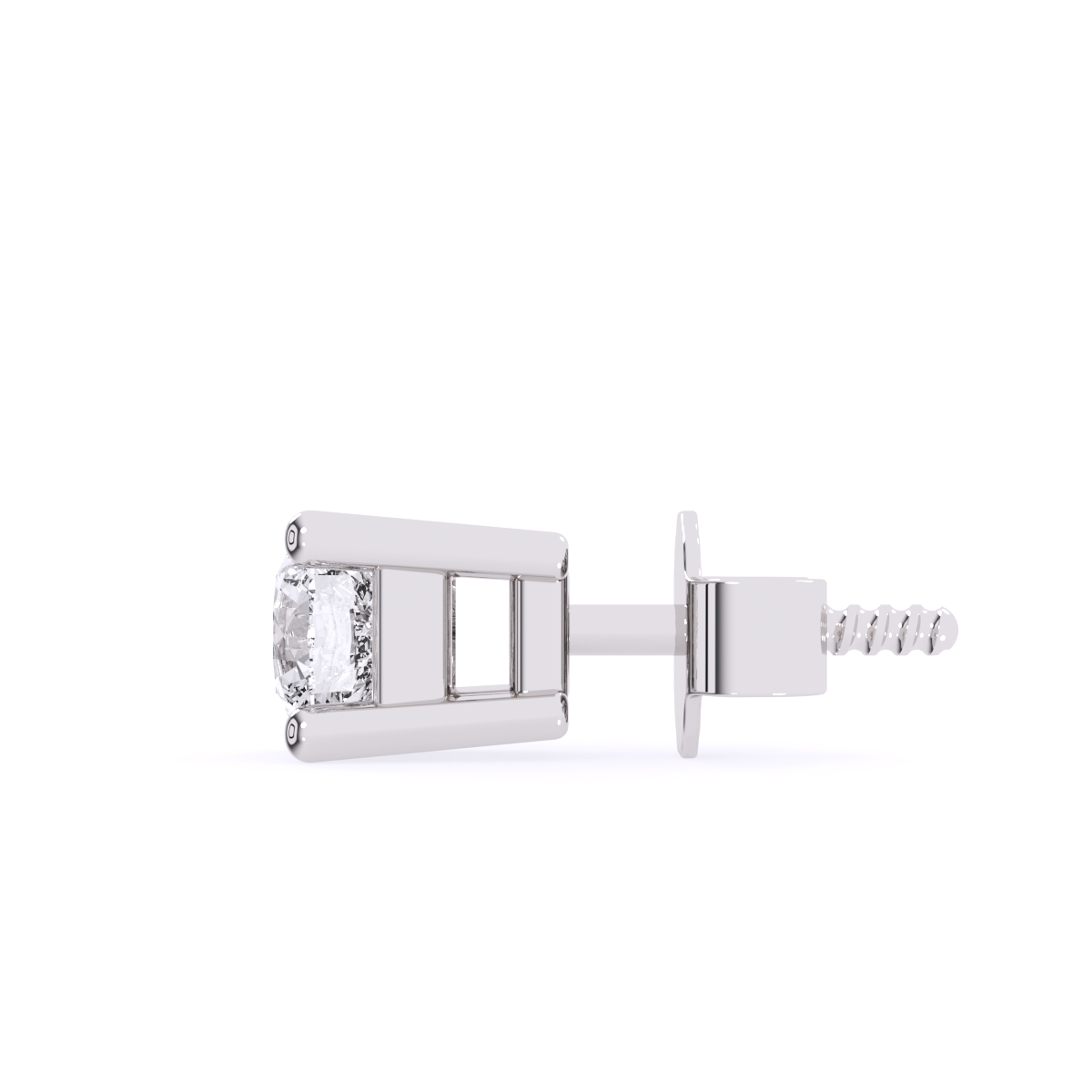 Trendy Four Prong Round Diamond Stud Earrings