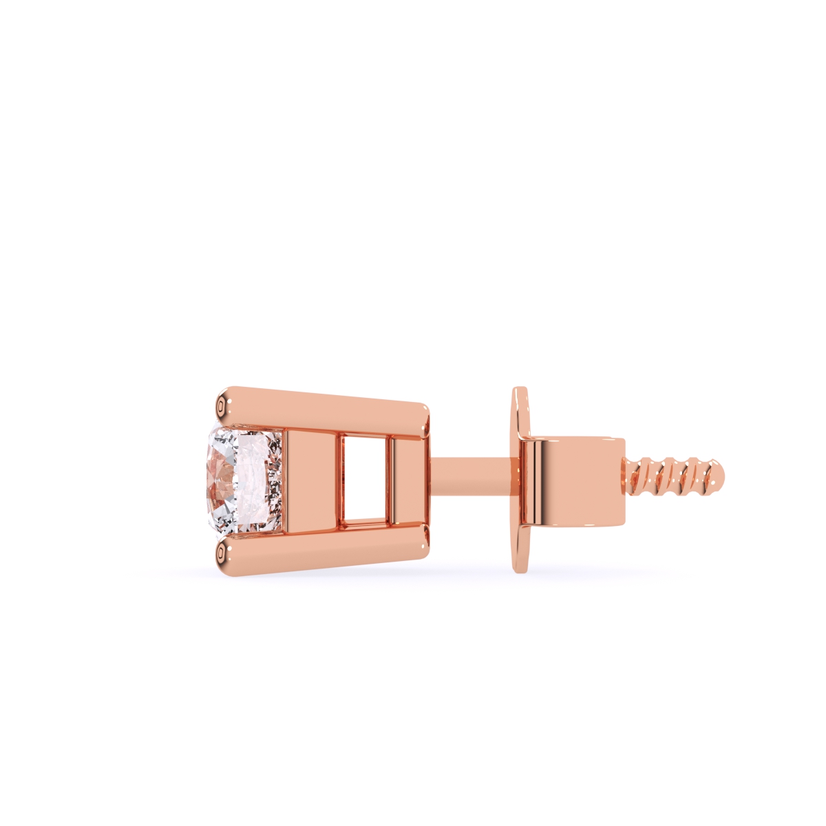 Trendy Four Prong Round Diamond Stud Earrings