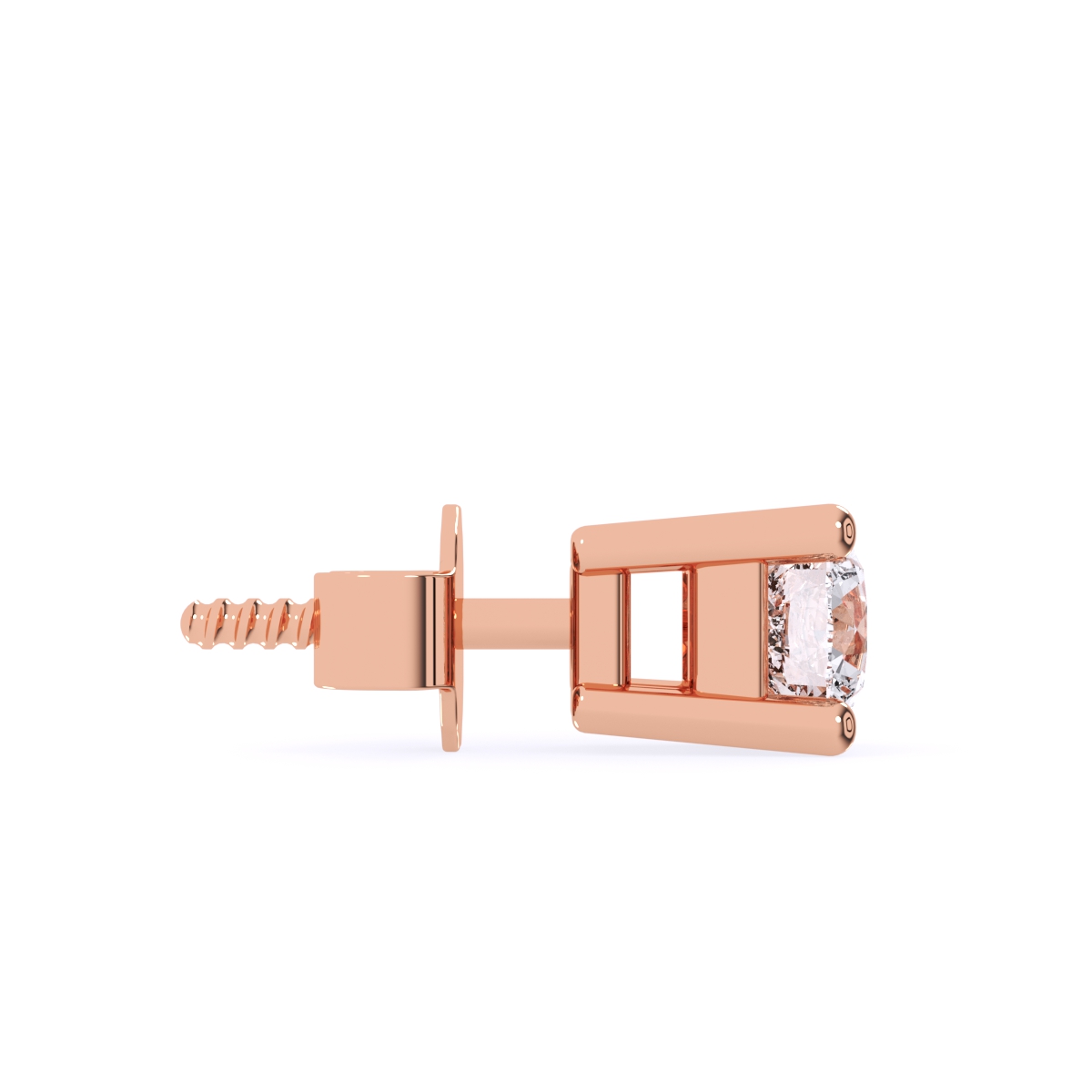 Trendy Four Prong Round Diamond Stud Earrings