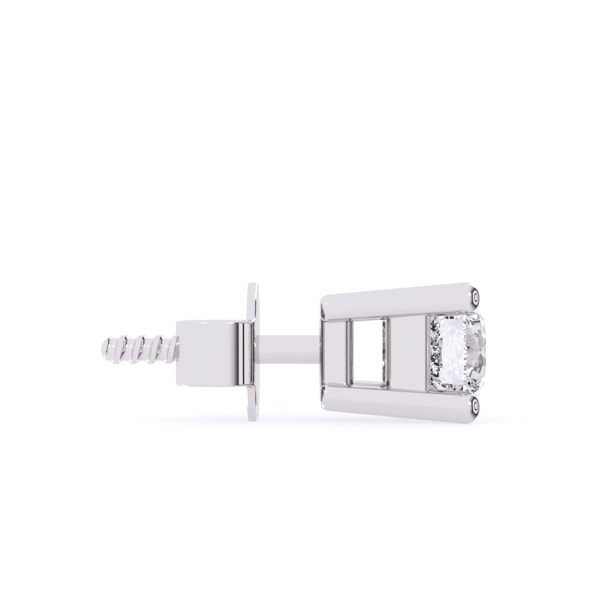 Trendy Four Prong Round Diamond Stud Earrings