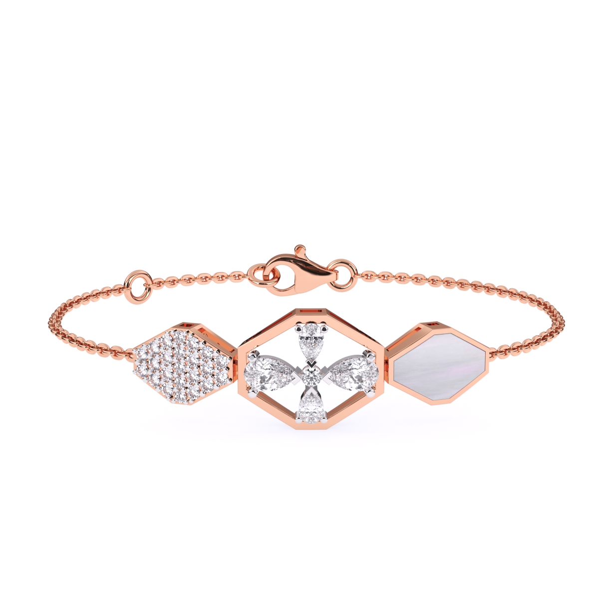 Hexagon Style Lab Grown Diamonds Bracelet