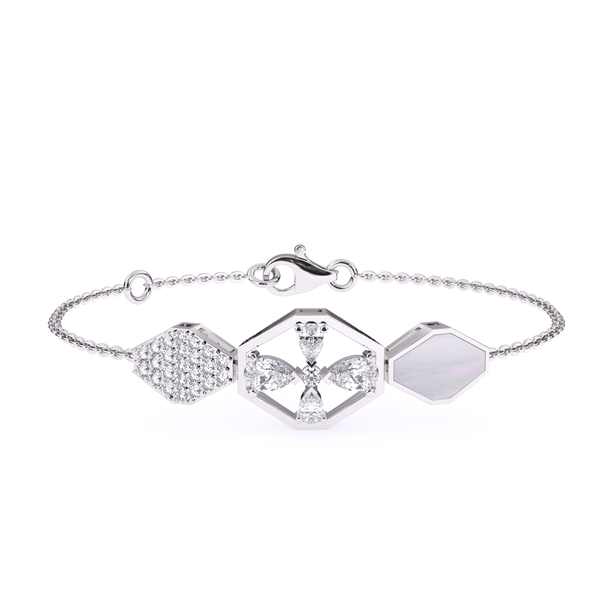 Hexagon Style Lab Grown Diamonds Bracelet
