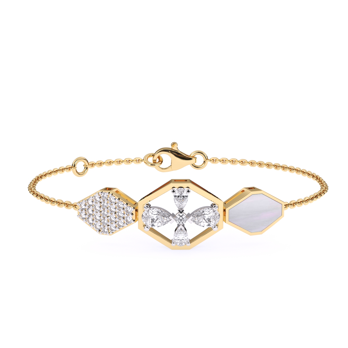 Hexagon Style Lab Grown Diamonds Bracelet