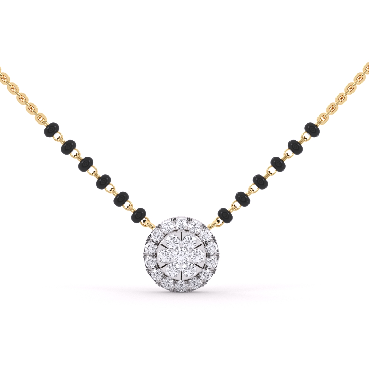 Round Cluster Modern Diamond Mangalsutra