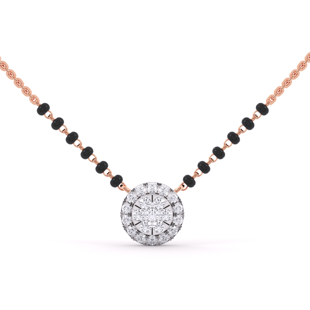 Round Cluster Modern Diamond Mangalsutra