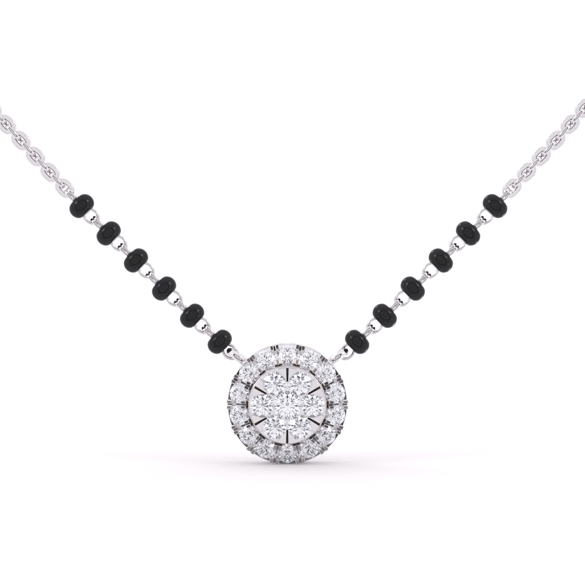 Round Cluster Modern Diamond Mangalsutra