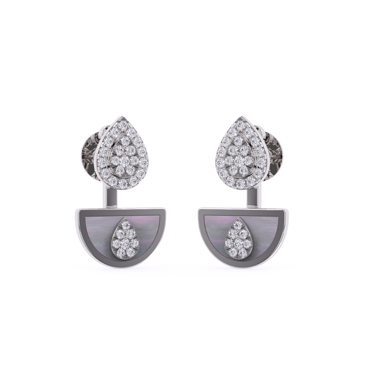 Pear Halo Lab Grown Diamond Droop Earrings