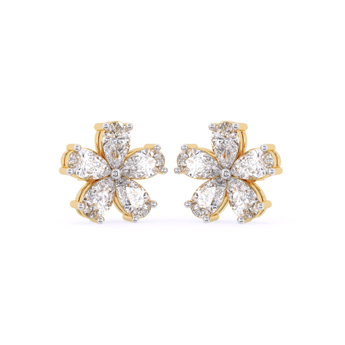 Elegant Pear Cut Flower Petals Cluster Earrings