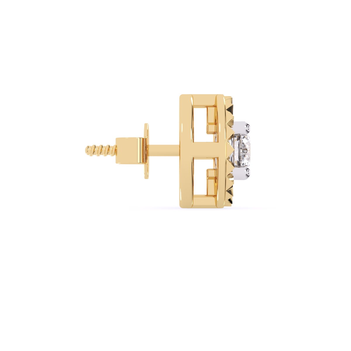 Charming Two Tone Round Diamond Solitaire Studs