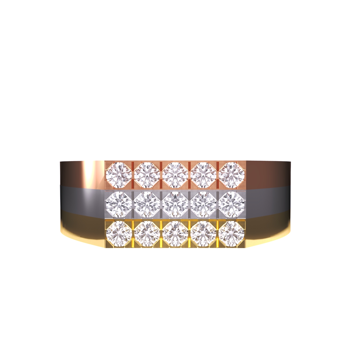 Sparkling Lab Grown Diamond Three Tone Ring